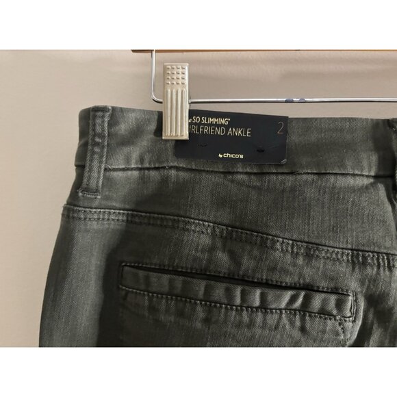 Chico’s So Slimming Girlfriend Slim Leg Ankle Evergreen Denim Jeans Large NEW - Picture 5 of 11